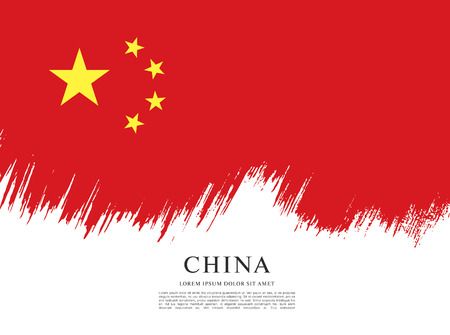Flag of People's Republic of China. Abstract vector brush stroke background.のイラスト素材