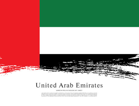 Flag of the United Arab Emirates. UAE flag. Brush stroke backgroundのイラスト素材