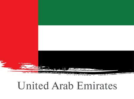 Flag of the United Arab Emirates. UAE flag. Brush stroke backgroundのイラスト素材