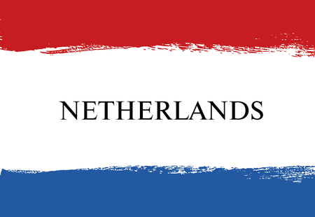 Flag of Netherlands. Dutch flag. Brush stroke backgroundのイラスト素材