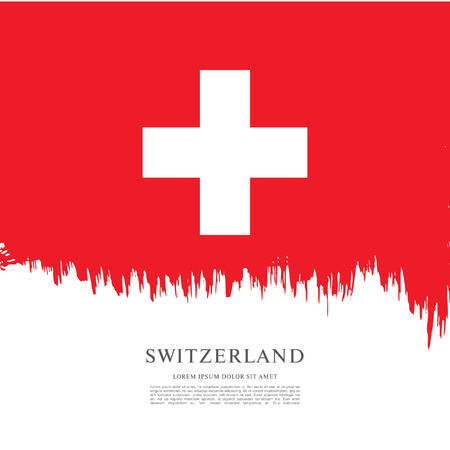 Flag of Switzerland. Brush stroke backgroundのイラスト素材