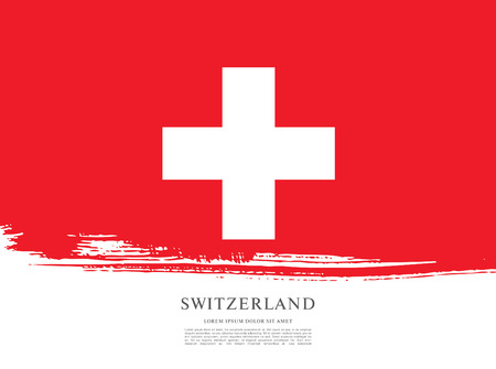 Flag of Switzerland. Brush stroke backgroundのイラスト素材