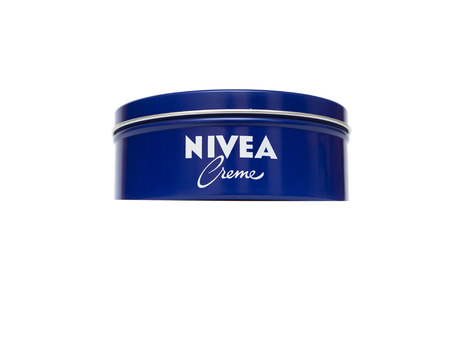 RUSSIA - OCTOBER 11, 2015: Bank with a cream. Nivea brand owned by the German company Beiersdorf AG.のeditorial素材