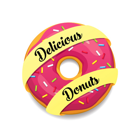 Bright delicious donut. Vector illustrationのイラスト素材