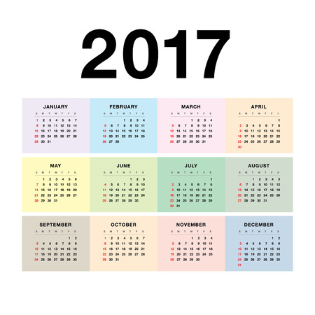 Simple vector calendar 2017のイラスト素材