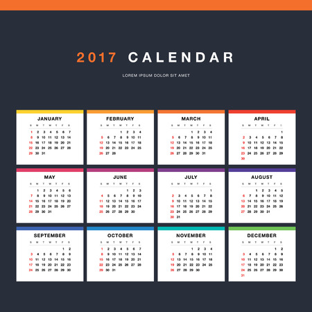 Vector calendar 2017 over dark backgroundのイラスト素材