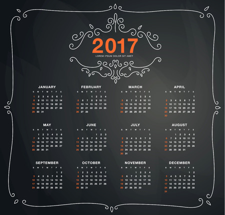 Vector calendar 2017 over dark backgroundのイラスト素材