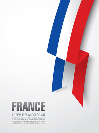French flag ribbon over white backgroundのイラスト素材