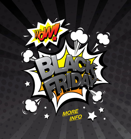 Black friday comic style banner, sale conceptのイラスト素材