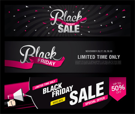 Black friday sale banners setのイラスト素材