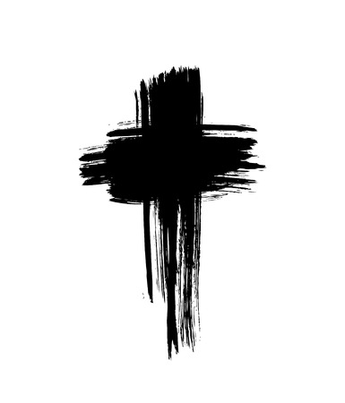 cross. Grunge cross. Cross made with brush strokeのイラスト素材
