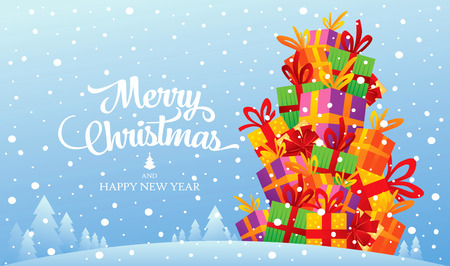 Christmas greeting card. Merry Christmas and happy new yearのイラスト素材