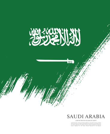 Flag of Saudi Arabia, brush stroke backgroundのイラスト素材