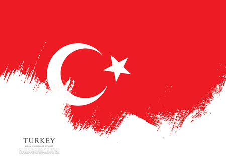 Flag of Turkey, brush stroke backgroundのイラスト素材