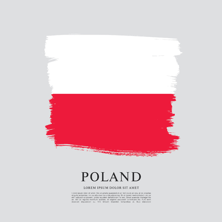 Flag of Poland, brush stroke backgroundのイラスト素材
