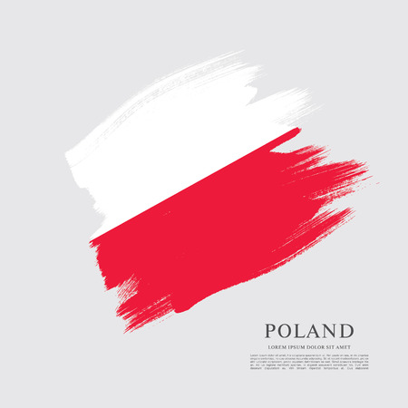 Flag of Poland, brush stroke backgroundのイラスト素材