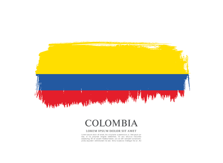 Flag of Colombia, brush stroke backgroundのイラスト素材