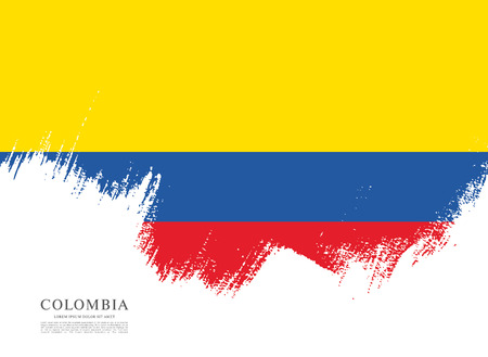 Flag of Colombia, brush stroke backgroundのイラスト素材