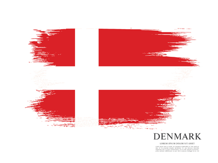 Flag of Denmark, brush stroke backgroundのイラスト素材