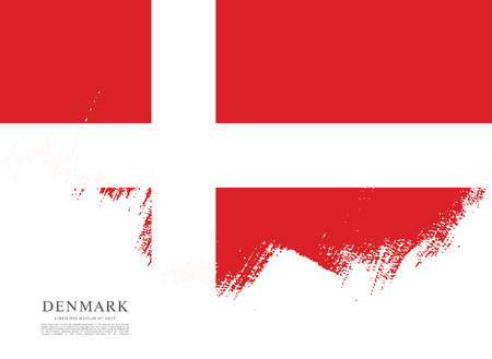 Flag of Denmark, brush stroke backgroundのイラスト素材