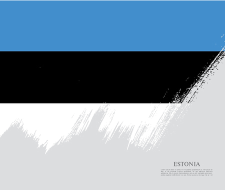 Flag of Estonia, brush stroke backgroundのイラスト素材