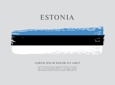 Flag of Estonia, brush stroke backgroundのイラスト素材