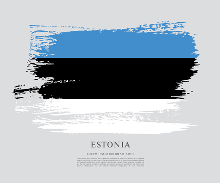 Flag of Estonia, brush stroke backgroundのイラスト素材