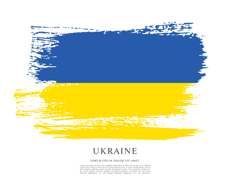 Flag of Ukraine, brush stroke backgroundのイラスト素材