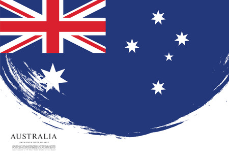 Flag of Australia, brush stroke backgroundのイラスト素材