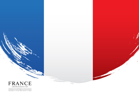 Flag of France, brush stroke backgroundのイラスト素材