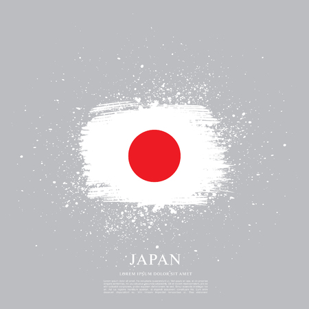 Flag of Japan, brush stroke backgroundのイラスト素材