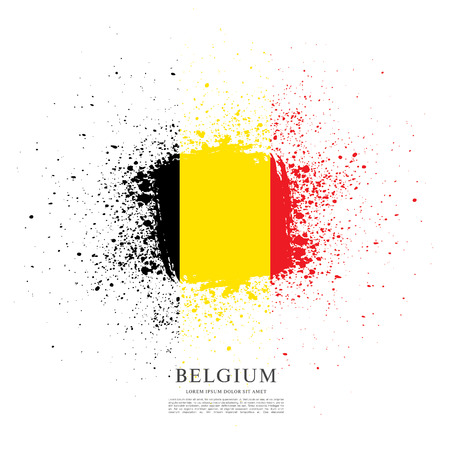 Flag of Belgium, brush stroke backgroundのイラスト素材