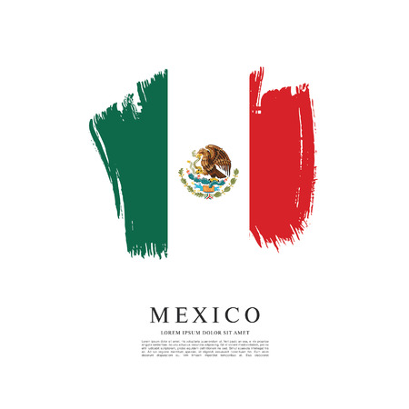 Flag of Mexico, brush stroke backgroundのイラスト素材