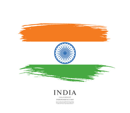 Flag of India, brush stroke backgroundのイラスト素材