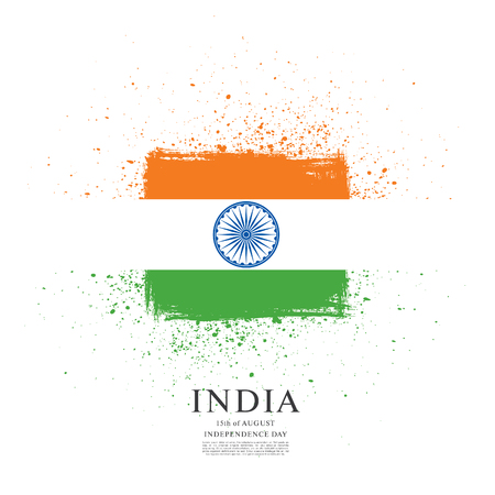 Flag of India, brush stroke backgroundのイラスト素材