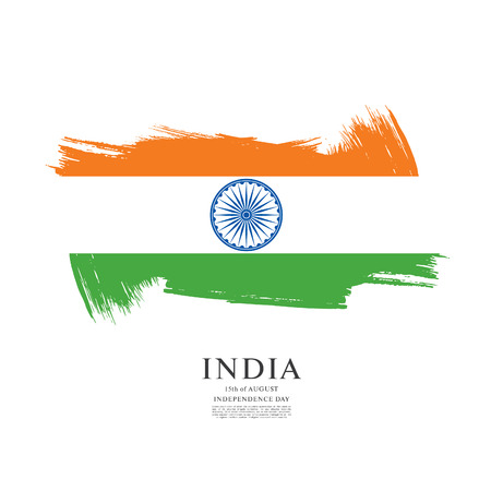 Flag of India, brush stroke backgroundのイラスト素材