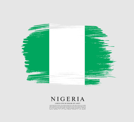 Flag of Federal Republic of Nigeria, brush stroke backgroundのイラスト素材