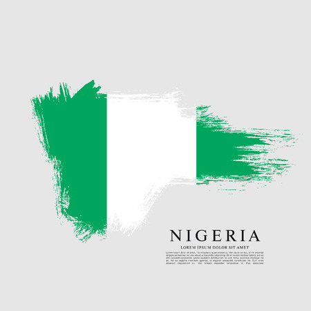 Flag of Federal Republic of Nigeria, brush stroke backgroundのイラスト素材