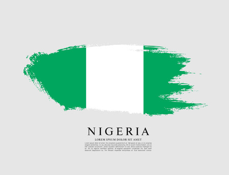 Flag of Federal Republic of Nigeria, brush stroke backgroundのイラスト素材