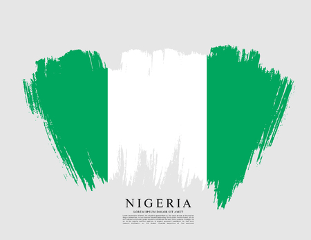 Flag of Federal Republic of Nigeria, brush stroke backgroundのイラスト素材