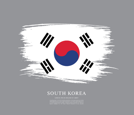 Flag of South Korea, brush stroke backgroundのイラスト素材
