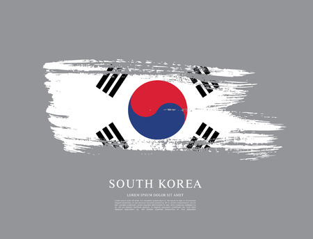 Flag of South Korea, brush stroke backgroundのイラスト素材