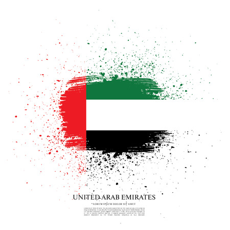 Flag of the United Arab Emirates. UAE flag. Brush stroke backgroundのイラスト素材