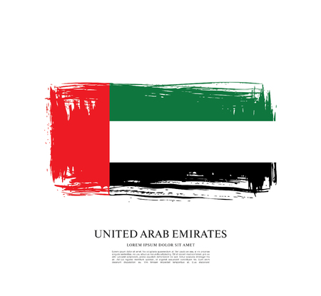 Flag of the United Arab Emirates. UAE flag. Brush stroke backgroundのイラスト素材