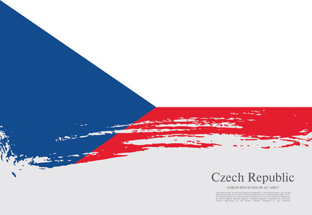 Flag of Czech Republic, brush stroke backgroundのイラスト素材