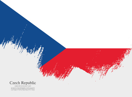 Flag of Czech Republic, brush stroke backgroundのイラスト素材
