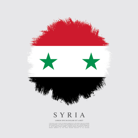 Flag of Syria, brush stroke backgroundのイラスト素材