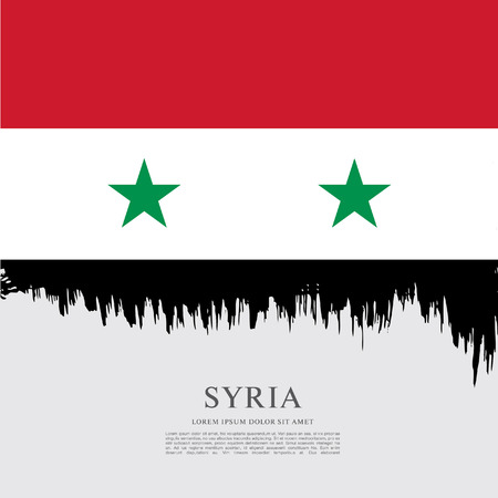 Flag of Syria, brush stroke backgroundのイラスト素材