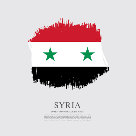 Flag of Syria, brush stroke backgroundのイラスト素材