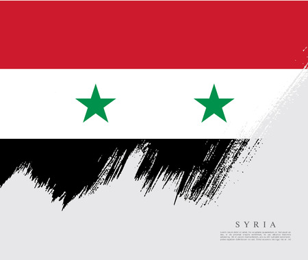 Flag of Syria, brush stroke backgroundのイラスト素材